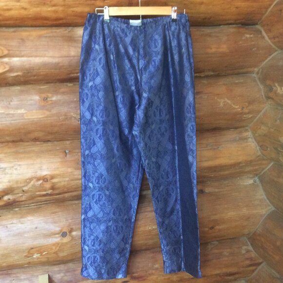 Coldwater Creek Blue Metallic 100% Silk 80s High Waist Trousers Size Medium - Picture 1 of 4